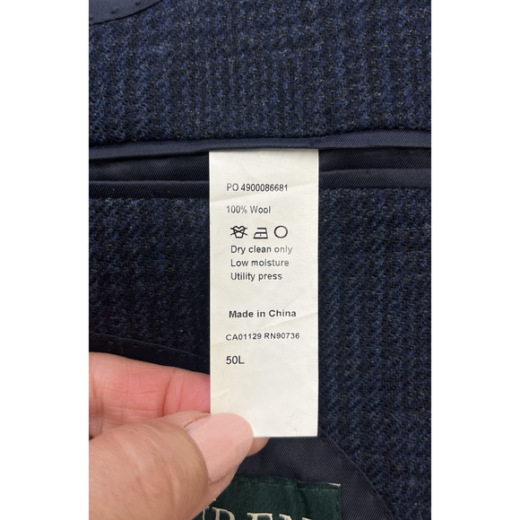Lauren Ralph Lauren Windowpane Plaid Wool Sport Coat Blazer Men’s 50L Blue - Picture 5 of 16